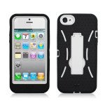 Wholesale iPhone 5 5S Armor Hybrid Case with Stand (Black-White)